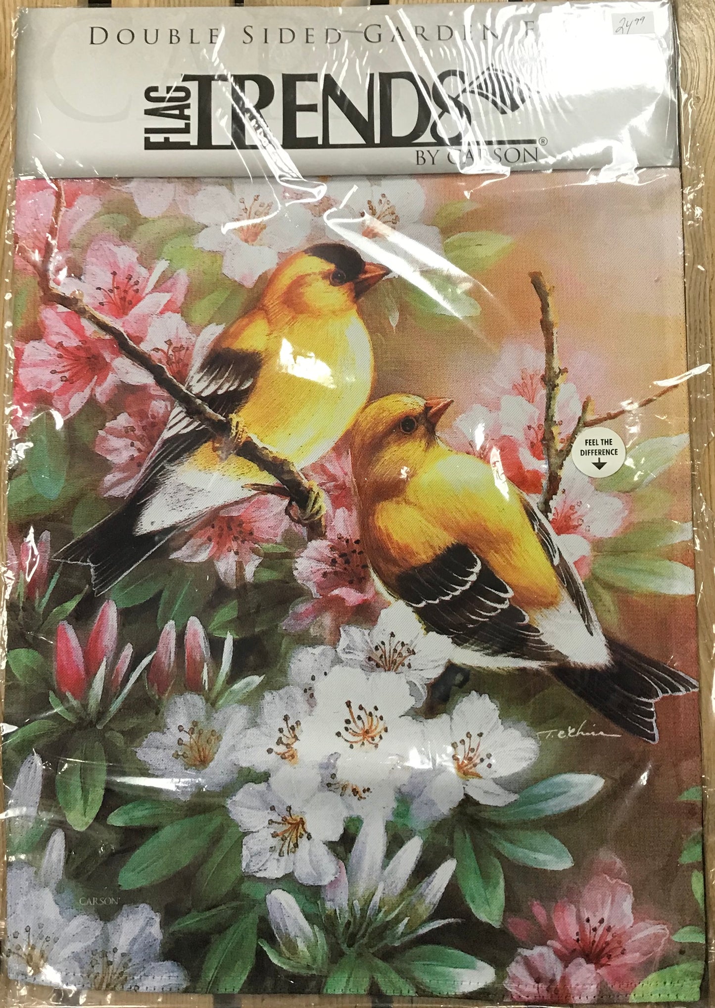 Garden Flag - Gold Finches on Apple Blossoms