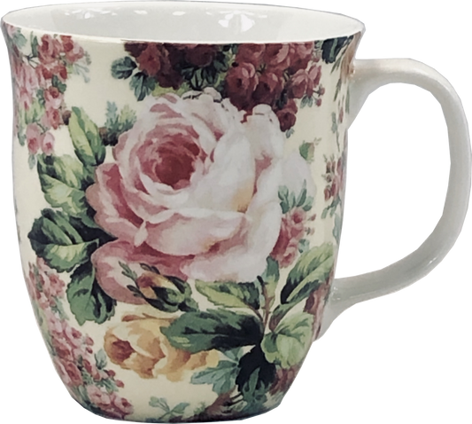 Pretty Chintzy Red & Pink Roses Java Mug