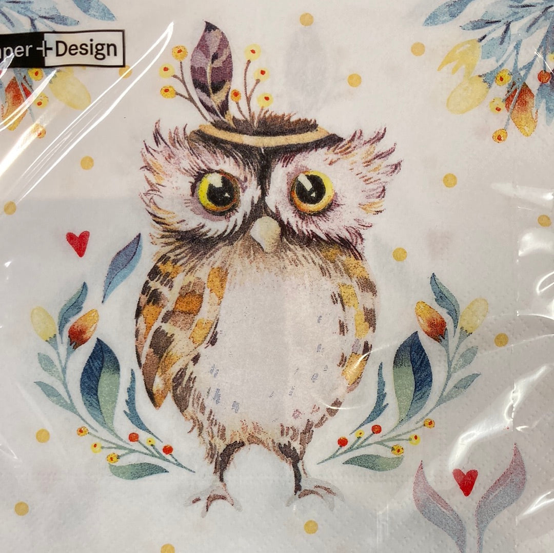 Napkins - Lunch - Flower Owl